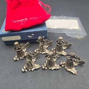 Fort Christmas Classics Pewter Angel Place Card Holders Set of 6 Vintage